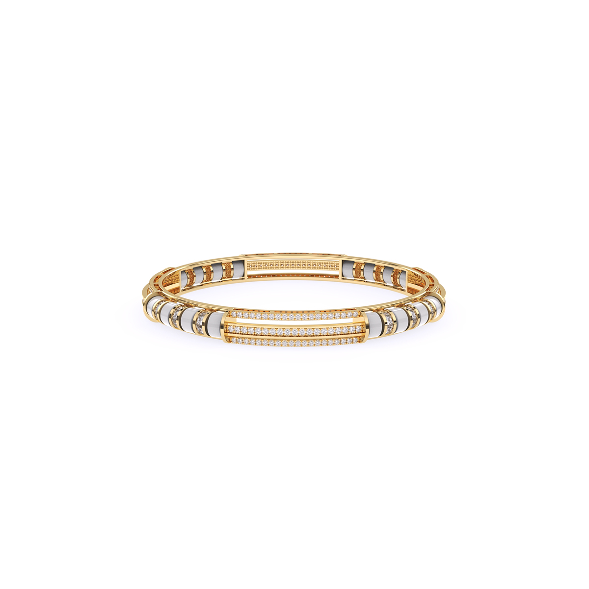 Modern Round Cluster Diamond Bangle